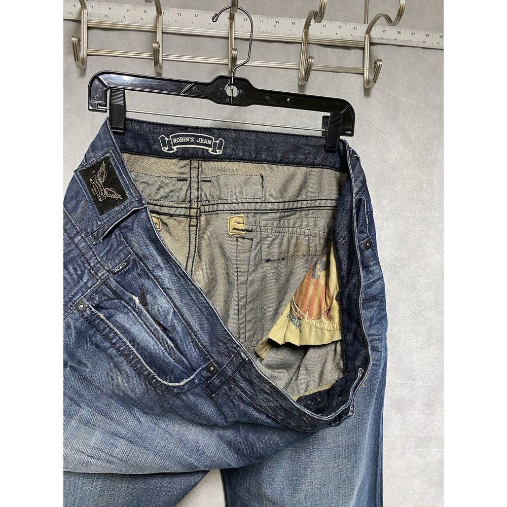 NWT Robin's Jeans Men 44 R‎ Pocket Long Flap Swarovski Rhinestone Studs Straight - Picture 13 of 16